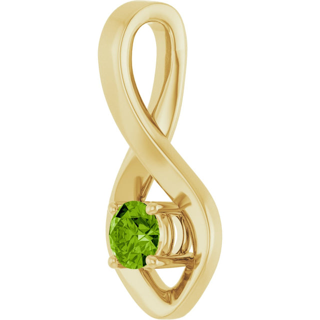 14K Gold Oval Natural Peridot Infinity-Inspired Pendant - Yellow Gold - view 2