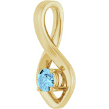 14K Gold Round Natural Aquamarine Infinity-Inspired Pendant - Yellow Gold - view 2