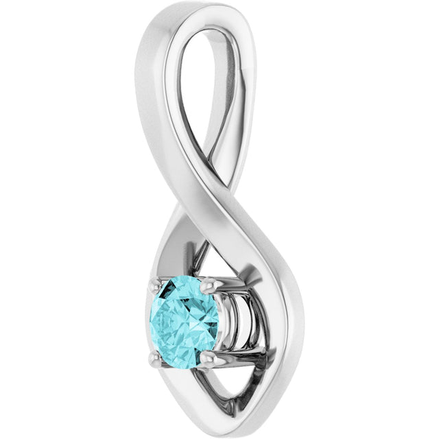 14K Gold Oval Natural Blue Zircon Infinity-Inspired Pendant - White Gold - view 2
