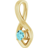 14K Gold Oval Natural Blue Zircon Infinity-Inspired Pendant - Yellow Gold - view 2