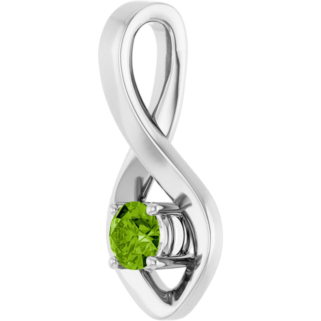 14K Gold Oval Natural Peridot Infinity-Inspired Pendant - White Gold - view 2