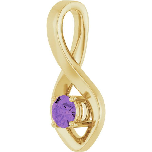 14K Gold Oval Natural Amethyst Infinity-Inspired Pendant - Yellow Gold - view 2
