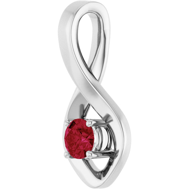 14K Gold Oval Lab-Grown Ruby Infinity-Inspired Pendant - White Gold - view 2