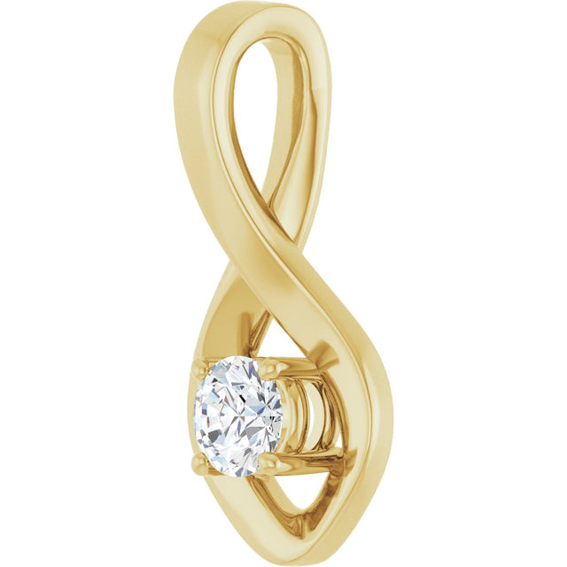 14K Gold Oval Natural White Sapphire Infinity-Inspired Pendant - Yellow Gold - view 2