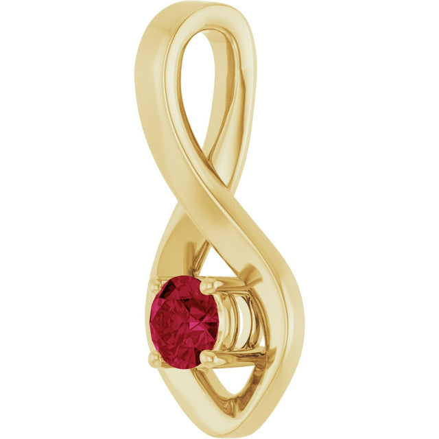 14K Gold Oval Lab-Grown Ruby Infinity-Inspired Pendant - Yellow Gold - view 2