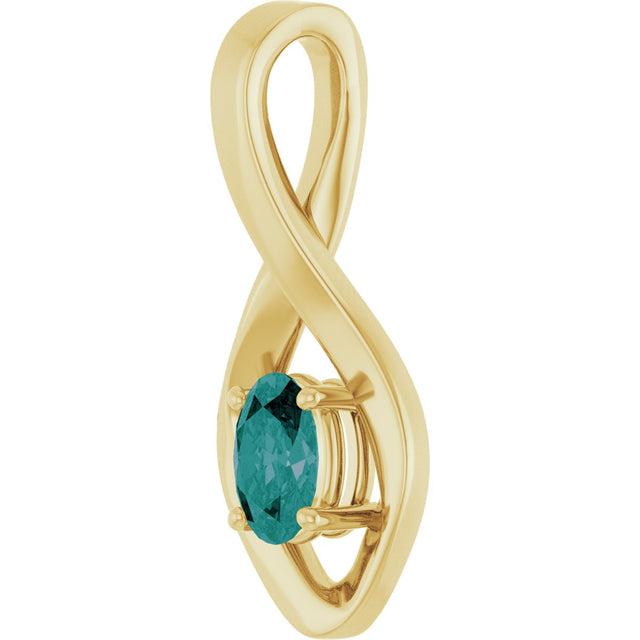 14K Gold Oval Lab-Grown Alexandrite Infinity-Inspired Pendant - Yellow Gold - view 2