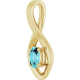14K Gold Oval Natural Blue Zircon Infinity-Inspired Pendant - Yellow Gold - view 2