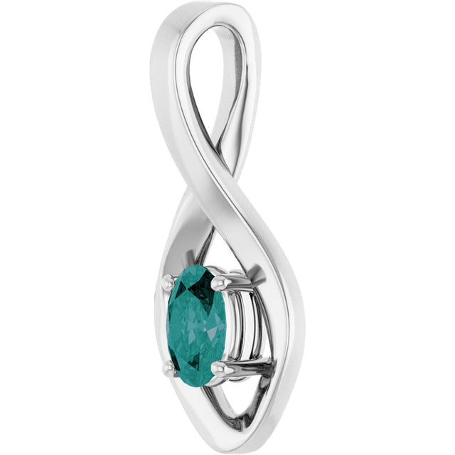 14K Gold Oval Lab-Grown Alexandrite Infinity-Inspired Pendant - White Gold - view 2