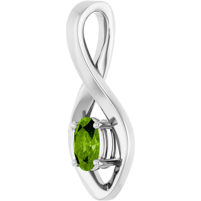 14K Gold Oval Natural Peridot Infinity-Inspired Pendant - White Gold - view 2