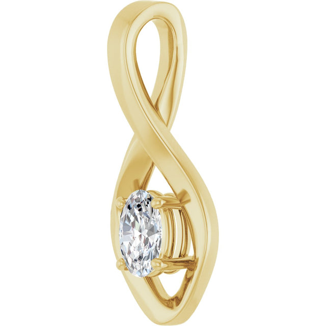 14K Gold Oval Natural White Sapphire Infinity-Inspired Pendant - Yellow Gold - view 2