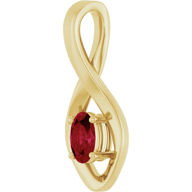 14K Gold Oval Natural Ruby Infinity-Inspired Pendant - Yellow Gold - view 2