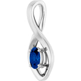 14K Gold Oval Natural Blue Sapphire Infinity-Inspired Pendant - White Gold - view 2