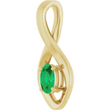 14K Gold Oval Lab-Grown Emerald Infinity-Inspired Pendant - Yellow Gold - view 2