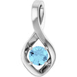 Platinum Round Natural Aquamarine Infinity-Inspired Pendant