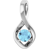 Platinum Round Natural Aquamarine Infinity-Inspired Pendant