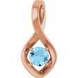 14K Gold Round Natural Aquamarine Infinity-Inspired Pendant - Rose Gold