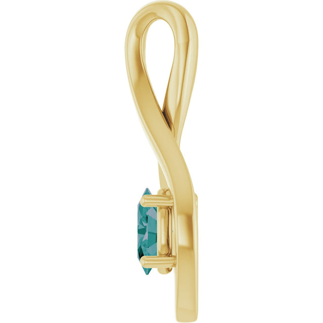 14K Gold Oval Lab-Grown Alexandrite Infinity-Inspired Pendant - Yellow Gold - view 3