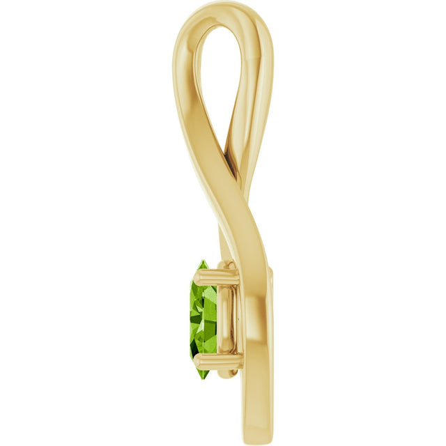 14K Gold Oval Natural Peridot Infinity-Inspired Pendant - Yellow Gold - view 3