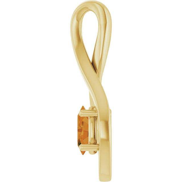 14K Gold Oval Natural Citrine Infinity-Inspired Pendant - Yellow Gold - view 3