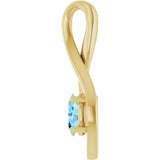 14K Gold Round Natural Aquamarine Infinity-Inspired Pendant - Yellow Gold - view 3