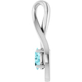 14K Gold Oval Natural Blue Zircon Infinity-Inspired Pendant - White Gold - view 3
