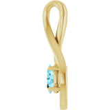 14K Gold Oval Natural Blue Zircon Infinity-Inspired Pendant - Yellow Gold - view 3