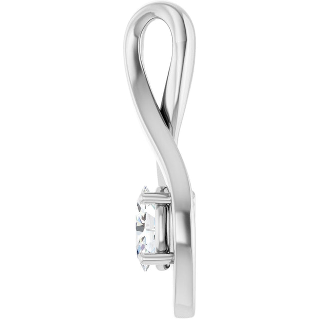 14K Gold Oval Natural White Sapphire Infinity-Inspired Pendant - White Gold - view 3