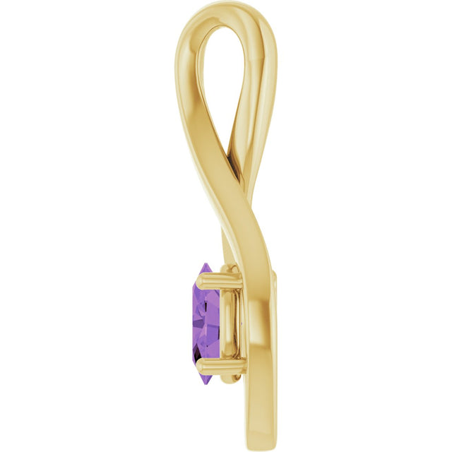 14K Gold Oval Natural Amethyst Infinity-Inspired Pendant - Yellow Gold - view 3