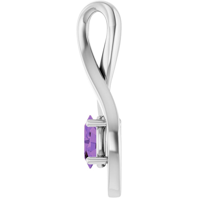 14K Gold Oval Natural Amethyst Infinity-Inspired Pendant - White Gold - view 3