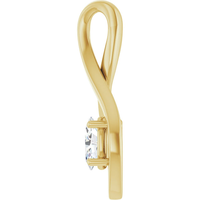 14K Gold Oval Natural White Sapphire Infinity-Inspired Pendant - Yellow Gold - view 3