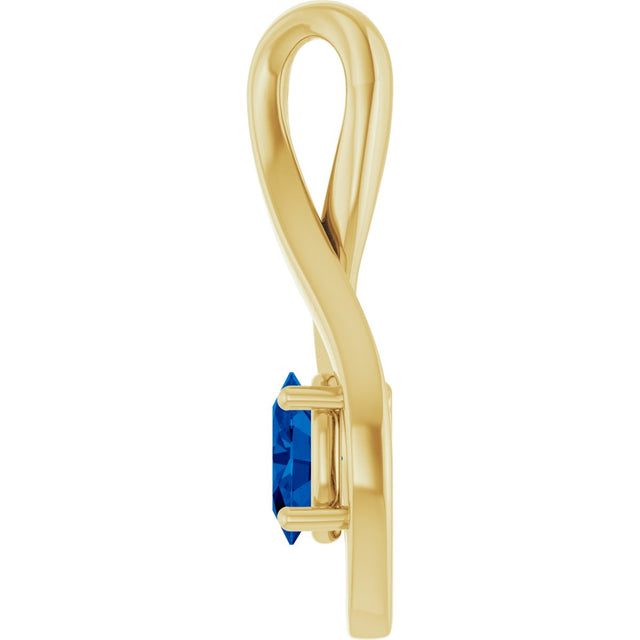 14K Gold Oval Natural Blue Sapphire Infinity-Inspired Pendant - Yellow Gold - view 3