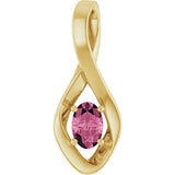14K Gold Oval Natural Pink Tourmaline Infinity-Inspired Pendant - Yellow Gold