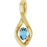 14K Gold Round Natural Aquamarine Infinity-Inspired Pendant - Yellow Gold