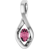 14K Gold Oval Natural Pink Tourmaline Infinity-Inspired Pendant - White Gold