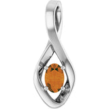 14K Gold Oval Natural Citrine Infinity-Inspired Pendant - White Gold