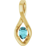 14K Gold Oval Natural Blue Zircon Infinity-Inspired Pendant - Yellow Gold