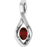 14K Gold Oval Natural Mozambique Garnet Infinity-Inspired Pendant - White Gold
