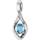 14K Gold Round Natural Aquamarine Infinity-Inspired Pendant - White Gold