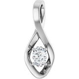 14K Gold Oval Natural White Sapphire Infinity-Inspired Pendant - White Gold