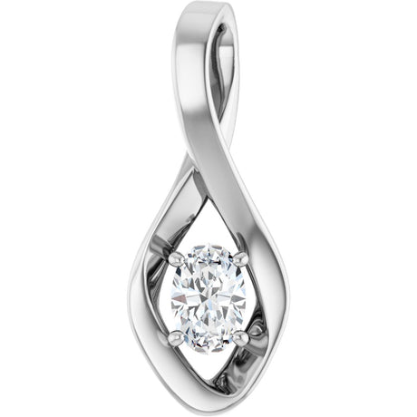 14K Gold Oval Natural White Sapphire Infinity-Inspired Pendant - White Gold