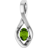 14K Gold Oval Natural Peridot Infinity-Inspired Pendant - White Gold