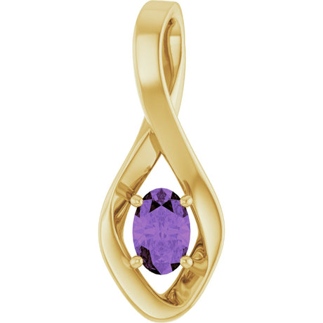 14K Gold Oval Natural Amethyst Infinity-Inspired Pendant - Yellow Gold