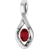 14K Gold Oval Lab-Grown Ruby Infinity-Inspired Pendant - White Gold