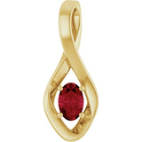 14K Gold Oval Natural Ruby Infinity-Inspired Pendant - Yellow Gold