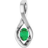 14K Gold Oval Lab-Grown Emerald Infinity-Inspired Pendant - White Gold