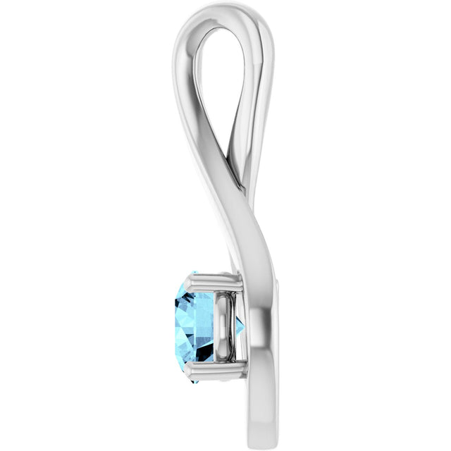 Platinum Round Natural Aquamarine Infinity-Inspired Pendant - view 3