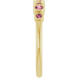 14K Gold Round Natural Pink Tourmaline Bezel-Set Ring - Yellow Gold - view 9