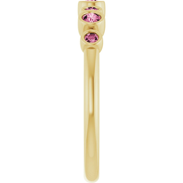 14K Gold Round Natural Pink Tourmaline Bezel-Set Ring - Yellow Gold - view 9