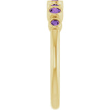 14K Gold Round Natural Amethyst Bezel-Set Ring - Yellow Gold - view 9