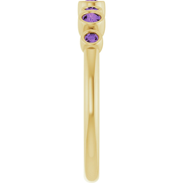 14K Gold Round Natural Amethyst Bezel-Set Ring - Yellow Gold - view 9